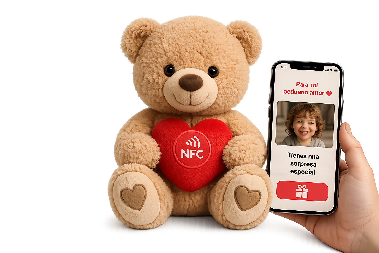 Peluche Oso de HugTap con chip NFC en el corazón