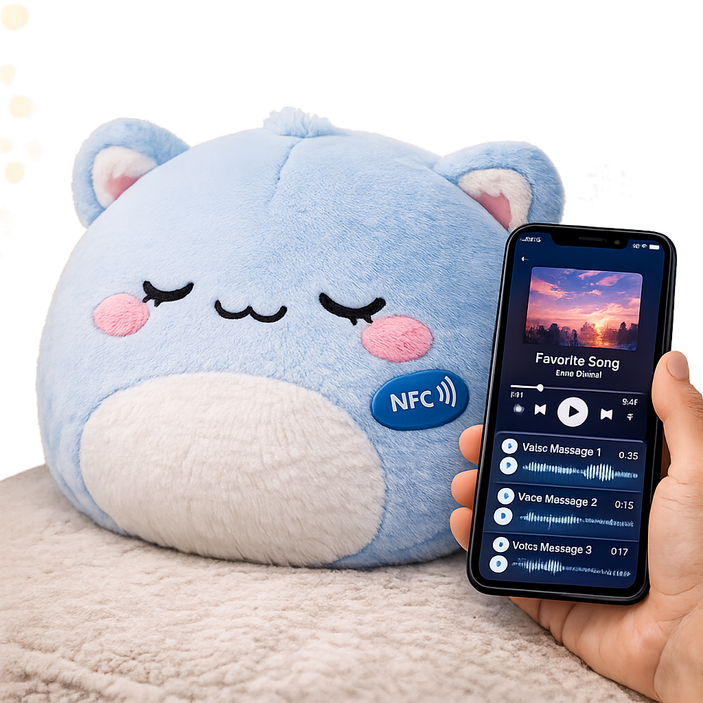 Peluche Nube Azul de HugTap con chip NFC en el corazón
